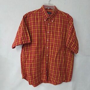 J Michaels Clothiers Ranger Poplin Shirt Men's XL Plaid Short Sleeve Button Down